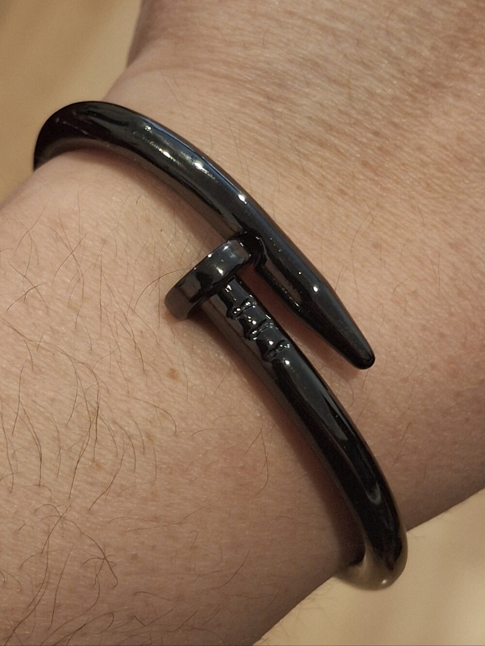 Black Titanium Nail Bangle Bracelet  Stackable Bangle